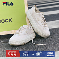 FILA 斐乐女ROCK岩石鞋帆布鞋2024夏季时尚休闲 泡沫白-WG 36.5