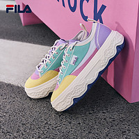 FILA 斐乐女ROCK岩石鞋帆布鞋2024夏季时尚休闲 玉檀绿色/翅雀金-BG 36