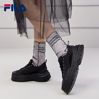 FILA 斐乐LAVA女鞋夏季帆布鞋休闲鞋板鞋小白鞋运动鞋黑色鞋子 黑色-BK 38.5
