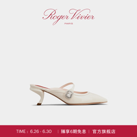 ROGERVIVIER/RV女鞋Virgule猫跟高跟鞋一字带穆勒鞋 奶油色 34
