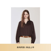 ochirly欧时力 100%新疆长绒棉套头衬衫女法式气质2024秋季 啡色 XS