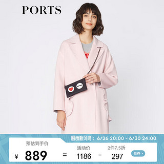 PORTS宝姿新品女装简约口袋装饰毛呢外套SA9C014GZF032 浅粉