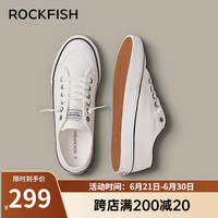 Rockfish帆布鞋女一脚蹬懒人女鞋2024春季防泼水秋款板鞋单鞋 米白色（懒人款） 39