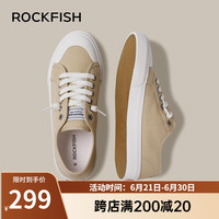 Rockfish帆布鞋女一脚蹬懒人女鞋2024春季防泼水秋款板鞋单鞋 卡其色（懒人款） 37