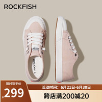 Rockfish帆布鞋女一脚蹬懒人女鞋2024春季防泼水秋款板鞋单鞋 粉色（懒人款） 37