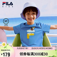 FILA【丝柔棉】斐乐童装短袖2024夏小童男女童透气棉冰淇淋T恤 26海蓉蓝-BU 150