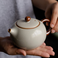 兮元记米黄汝窑大号西施壶功夫茶道茶具茶壶泡茶家用陶瓷泡茶器茶水分离 米黄汝窑大西施壶 350ml