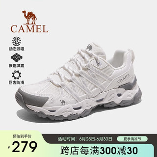 骆驼（CAMEL）【丁真同款清岩】登山鞋男女透气户外运动鞋防滑耐磨低帮徒步鞋 白灰，女 38