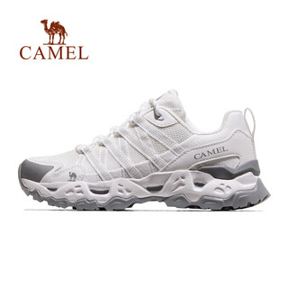 骆驼（CAMEL）【丁真同款清岩】登山鞋男女透气户外运动鞋防滑耐磨低帮徒步鞋 白灰，女 38