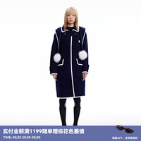 RE'VAN芮范2023冬季新品设计师款甜美风藏青双面呢大衣RN90303057 藏青色 X
