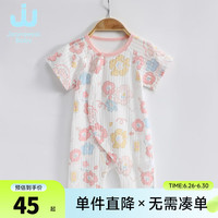 真维斯婴童装2024夏季新款 婴儿衣服薄款短袖连体衣哈爬服PS 粉红8340