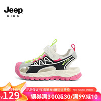 Jeep吉普女童夏季凉鞋包头软底沙滩鞋防滑纽扣鞋男童2024新款儿童鞋子