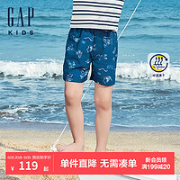 GAP男童2024夏季吸湿速干满印花直筒短裤儿童装休闲裤466763 海军蓝 130cm(8-9岁) 亚洲尺码