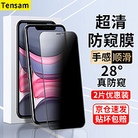 Tensam 适用苹果11/XR防窥钢化膜全屏贴合手机膜防爆覆盖保护贴膜 苹果11/XR2片