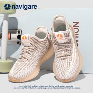 navigare 意大利小帆船童鞋夏季网面透气耐磨老爹鞋软底防滑百搭休闲鞋 米色  31码