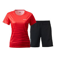 川崎（KAWASAKI）羽毛球服套装速干透气中性款T恤夏季运动套装短袖团队训练服 女款ST-K2023 红色套装 XL