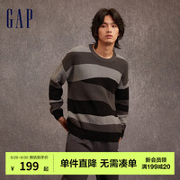 Gap男女装秋季2023新款时尚宽松落肩条纹长袖毛衣718679针织衫潮