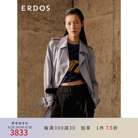 ERDOS【刘雯同款】春夏中长款双排扣设计女风衣外套 亚麻蓝 160/84A/M