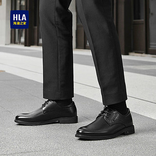 海澜之家（HLA）男鞋商务休闲皮鞋男鞋子HAAPXM4CAL397 黑色（增高加绒款）38