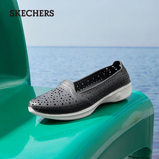 斯凯奇（Skechers）女士夏季轻质休闲透气洞洞鞋14690 黑色/白色/BKW 35