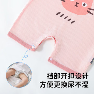 纤丝鸟婴儿衣服短袖连体衣夏季薄款哈衣爬服 (萌萌动物)果绿90
