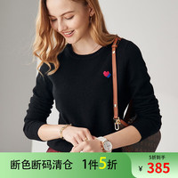 帕罗(PALUOPO)羊绒衫女圆领套头全羊绒提花小爱心简约百搭多色毛衣针织衫
