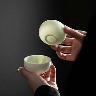 苏氏陶瓷（SUSHI CERAMICS）羊脂玉瓷功夫茶杯套装翡翠玉陶瓷品茗杯6个家用促销装