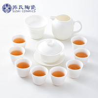 苏氏陶瓷(SUSHI CERAMICS)素烧白瓷功夫茶具套装德化中国白陶瓷茶具茶杯泡茶盖碗-平价促销引流款