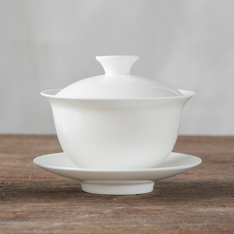 雅集骨瓷三才盖碗 简易泡茶器功夫茶具茶碗办公家用茶杯200ml 骨瓷盖碗200ml礼盒装