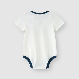 GAP婴儿2024夏季撞色信封领短袖连体衣儿童装爬服505556 白色 73cm(6-9月) 亚洲尺码