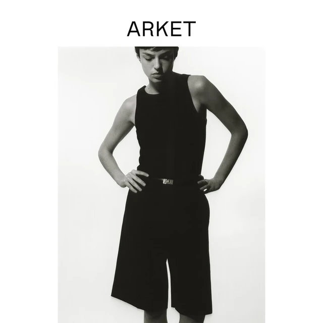 ARKET女装 纯棉上衣罗纹吊带内搭背心2024夏季经典款0974907002 黑色 165/88A