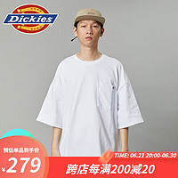 dickies短袖T恤 胸前口袋棉条纹宽松短袖T恤 简约百搭DK013111 白色 M