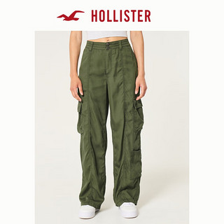 HOLLISTER24秋辣妹休闲舒适高腰宽松工装裤长裤女 KI356-4136 橄榄绿 S (165/68A)标准版