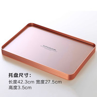 ORTOR茶盘托盘玻璃水具托盘桌面收纳盒家用客厅水果糖果零食坚果 优雅金托盘(42.3*27.5)