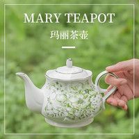 SUCCOHOMEWARE小清新咖啡杯碟套装欧式高档下午茶杯子家用陶瓷杯子带勺创意茶具 玛丽绿色茶壶