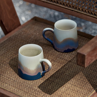象上马克杯陶瓷下午茶水杯釉下彩咖啡杯送老师高档结婚 山海蓝马克杯带盖 1个 330ml