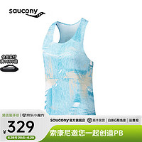 Saucony索康尼运动背心女24年夏季透气0感运动上衣竞速跑步背心 白色/蓝月 L