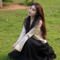 it b+ab女装翻领排扣针织衫休闲秋季优雅气质合身薄毛衣300AI