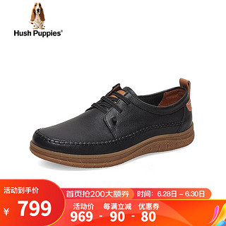 暇步士（Hush Puppies）休闲鞋男士商务软底一脚蹬皮板鞋B5L11AM3 黑色 42