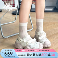 KAPPA卡帕女鞋网面休闲鞋女2024夏季新款厚底显脚小凉鞋透气跑步鞋子女 冷灰色/