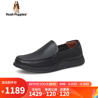 暇步士（Hush Puppies）皮鞋男士商务休闲一脚蹬透气乐福鞋B5N12AM4 黑色 42