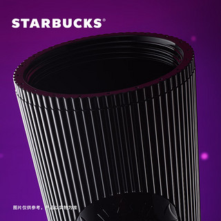 星巴克（Starbucks）黑色系列竖条纹塑料吸管杯710ml高颜值运动水杯男女