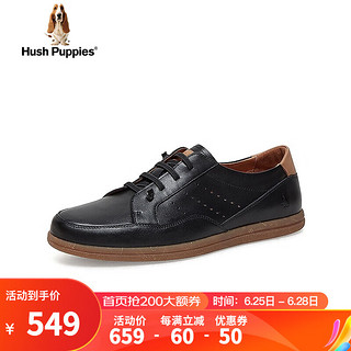 暇步士（Hush Puppies）休闲鞋男士一脚蹬户外平底皮板鞋B1S15AM3 黑色 40