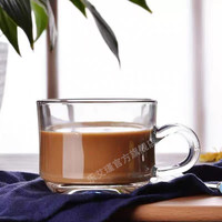 玻璃咖啡杯碟套装家用欧式透明玻璃茶花杯带把水杯带碟家用欧式简约耐热茶杯 咖啡杯【200ml】单只