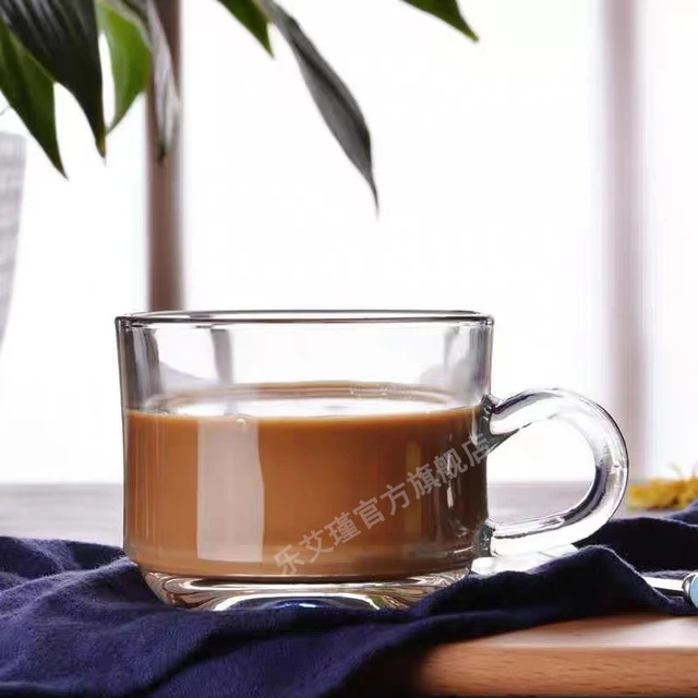 玻璃咖啡杯碟套装家用欧式透明玻璃茶花杯带把水杯带碟家用欧式简约耐热茶杯 咖啡杯【200ml】单只