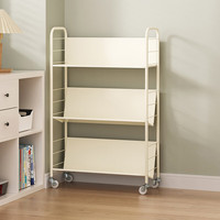 SKAAN儿童书架可移动带轮落地简易宝宝绘本架书本收纳架小型铁艺矮书柜 【升级款_钢板层架】3层 移动款