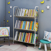 SKAAN儿童书架可移动带轮落地简易宝宝绘本架书本收纳架小型铁艺矮书柜 3层 移动款