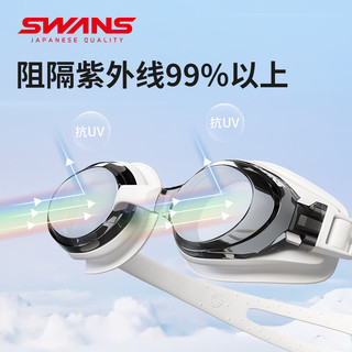 SWANS泳镜泳帽女高清防雾防水专业成人游泳眼镜大框男士潜水FOX1水滴白 水滴白/泳镜