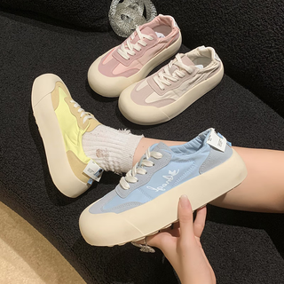 LPF帆布德训鞋子女新款ins可爱学生软底百搭厚底轻便透气大头休闲鞋