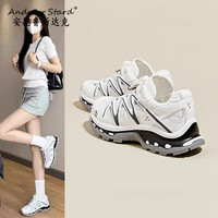 安德鲁 斯达克（Andrew Stark）厚底老爹鞋女2024复古登山徒步时尚户外运动休闲鞋 白色女款 35